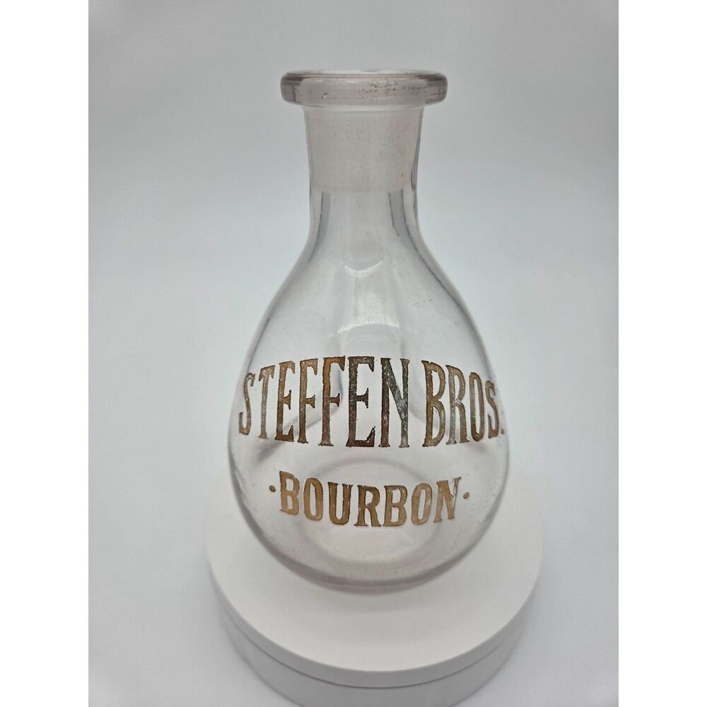 Antique Steffen Bros Bourbon Pinched Glass Back Bar Decanter Pre Prohibition